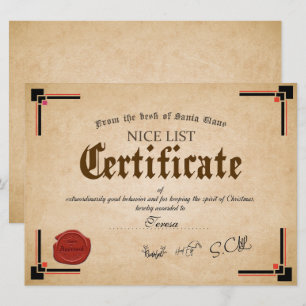 Officiële Santa Nice List Certificate Holiday Card Kaart