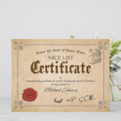 Officiële Santa Nice List Certificate Holiday Card Kaart (Staand voorkant)