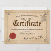 Officiële Santa Nice List Certificate Holiday Card Kaart (Voorkant)