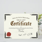 Officiële Santa Nice List Certificate Holiday Card Kaart (Staand voorkant)