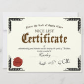 Officiële Santa Nice List Certificate Holiday Card Kaart (Voorkant)