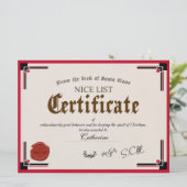 Officiële Santa Nice List Certificate Holiday Card Kaart (Staand voorkant)