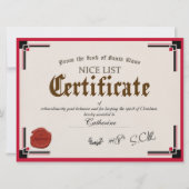 Officiële Santa Nice List Certificate Holiday Card Kaart (Voorkant)
