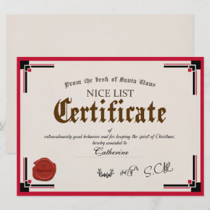 Officiële Santa Nice List Certificate Holiday Card Kaart