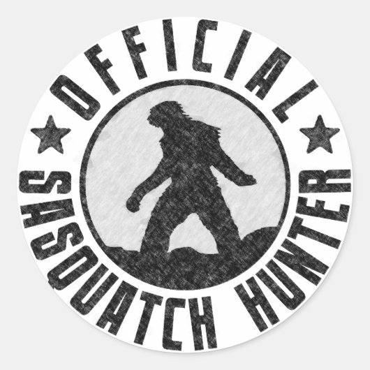 Officiële Sasquatch Hunter - Bigfoot in B/W Grunge Ronde Sticker (Voorkant)
