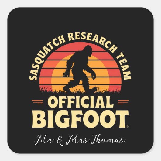 Officiële Sasquatch onderzoeksteam: Bigfoot Hunter Vierkante Sticker (Voorkant)