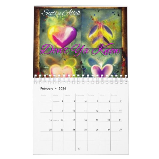 Officiële Scotty Allen 2024 Spiral Calendar Kalender (Feb 2026)