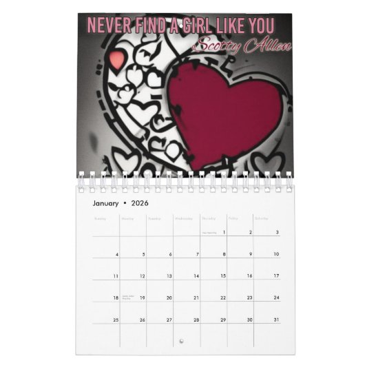 Officiële Scotty Allen 2024 Spiral Calendar Kalender (Jan 2026)