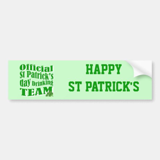 Officiële Sint Patrick's day drink team Bumpersticker (Voorkant)