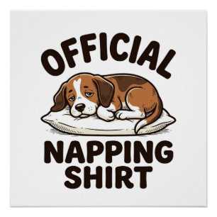 Officiële slaapshirt slaperige hond vintage ontwer perfect poster