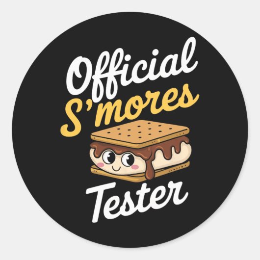 Officiële S'mores Tester Camping Smores Kawaii S'm Ronde Sticker (Voorkant)
