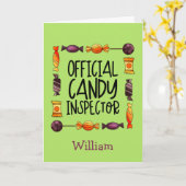 Officiële Snoep Inspector Halloween Wenskaart Kaart (Gele Bloem)
