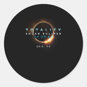 Officiële Solar Eclipse 2024 Erie PA Totaliteit 04 Ronde Sticker