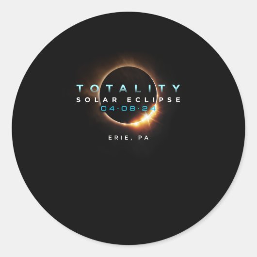 Officiële Solar Eclipse 2024 Erie PA Totaliteit 04 Ronde Sticker (Voorkant)