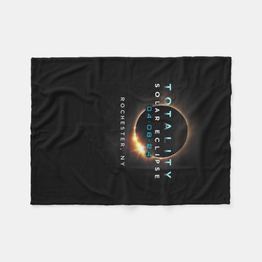 Officiële Solar Eclipse 2024 Rochester Fleece Deken (Voorkant (Horizontaal))