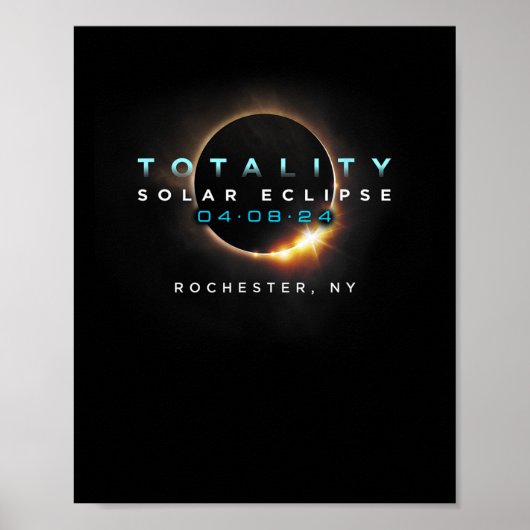 Officiële Solar Eclipse 2024 Rochester Poster (Voorkant)