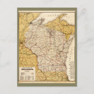 Officiële Spoorwegkaart van Wisconsin (1900) Briefkaart