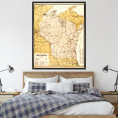 Officiële Spoorwegkaart van Wisconsin (1900) Canvas Afdruk (Insitu (Slaapkamer))