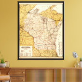 Officiële Spoorwegkaart van Wisconsin (1900) Canvas Afdruk (Insitu (Woonkamer))