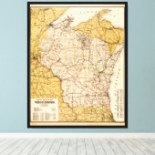 Officiële Spoorwegkaart van Wisconsin (1900) Canvas Afdruk (Insitu (Houten vloer))