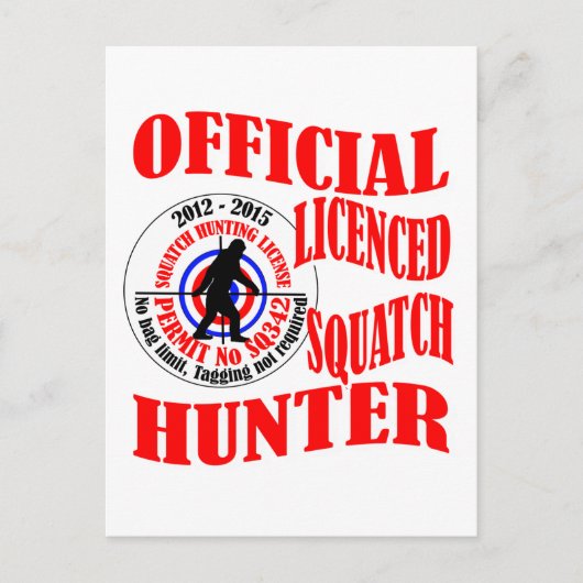 Officiële squatch hunter briefkaart (Voorkant)