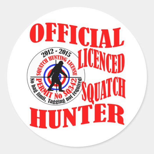 Officiële squatch hunter ronde sticker (Voorkant)