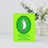 Officiële St. Patrick's Day Dancing Party Pickle Briefkaart (Staand voorkant)