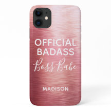 Officiële Stoere Baas Babe Metallic Roze Gouden Na
