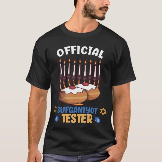 Officiële Sufganiyot Tester Grappige Chanoeka T-shirt (Voorkant)