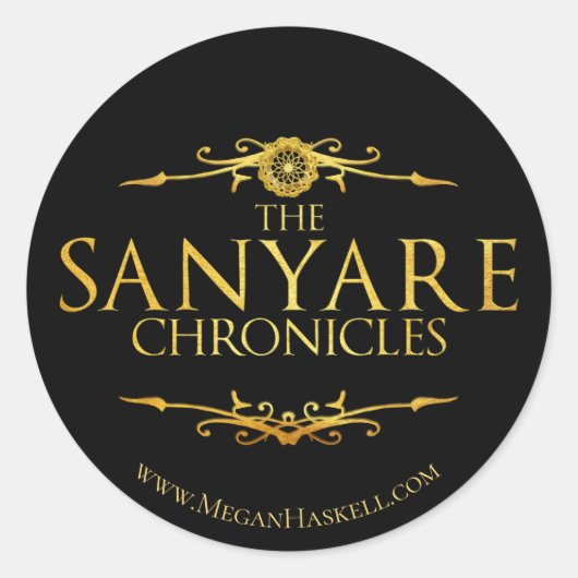 Officiële ticker van Sanyare Chronicles Ronde Sticker (Voorkant)