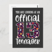 Officiële tiener 13 jaar oud 13e verjaardag meisje briefkaart (Voorkant / Achterkant)