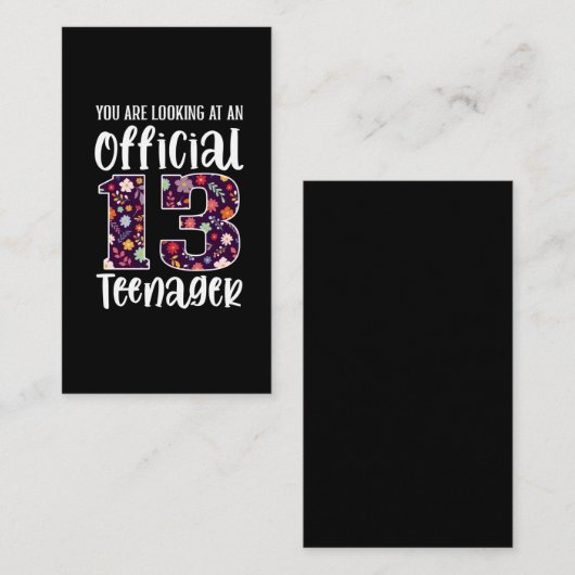 Officiële tiener 13-jarige 13e verjaardag meisje visitekaartje (Voorkant / Achterkant)