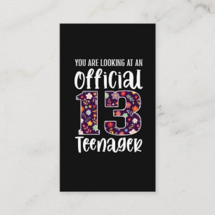 Officiële tiener 13-jarige 13e verjaardag meisje visitekaartje