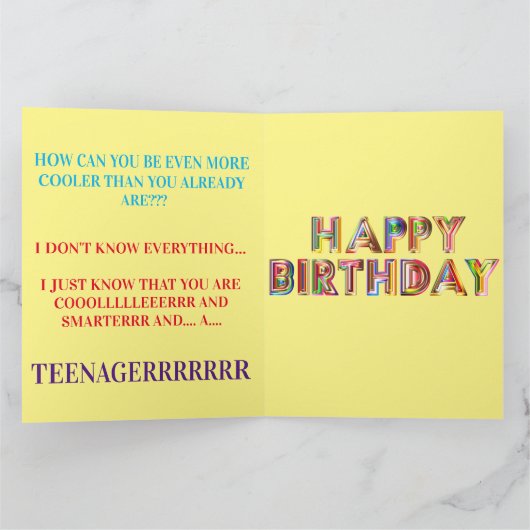 Officiële tiener 13e geboortedagkaart kaart (Binnen)