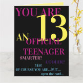 Officiële tiener 13e geboortedagkaart kaart (Gele Bloem)