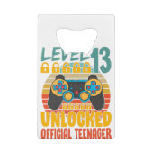 Officiële tiener 13e jaars niveau 13 niet-vergrend creditkaart flessenopener (Achterkant)