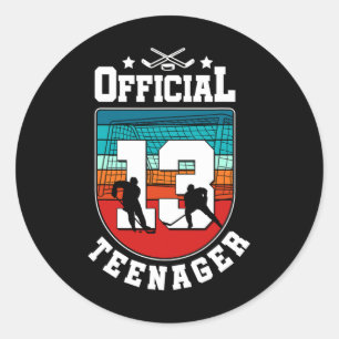 Officiële tiener 13e verjaardag 13 jaar jongen hoc ronde sticker