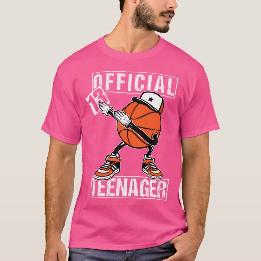 Officiële tiener 13e verjaardag Boy Funny Basketba T-shirt (Voorkant)
