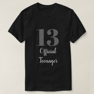 Officiële tiener 13e verjaardag grijs wit zwart t-shirt
