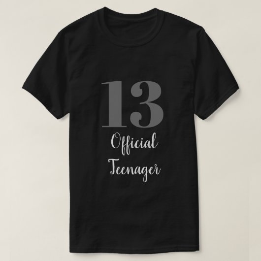 Officiële tiener 13e verjaardag grijs wit zwart t-shirt (Design voorkant)