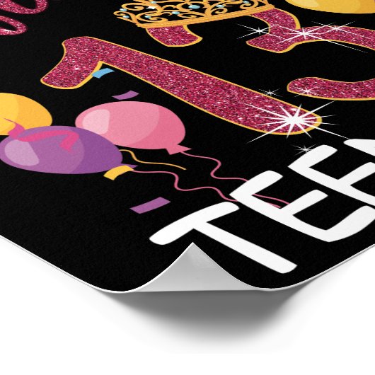 Officiële tiener 13e verjaardag meisje 13 jaar oud poster (Hoek)