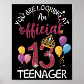 Officiële tiener 13e verjaardag meisje 13 jaar oud poster (Voorkant)