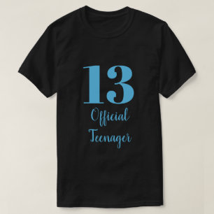 Officiële tiener 13e verjaardag Sky Blue Black T-shirt