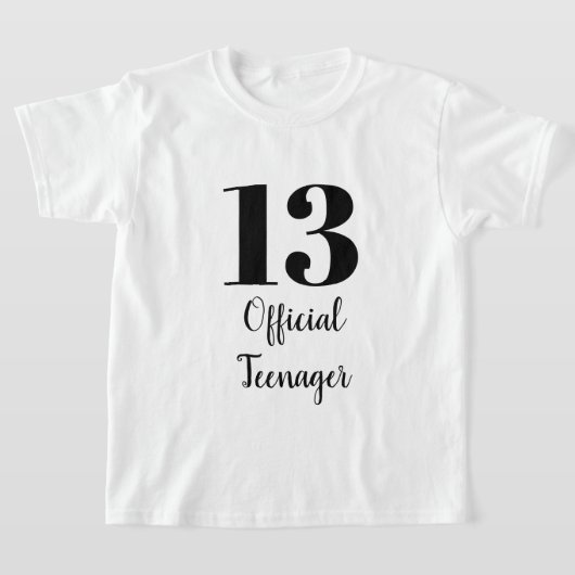 Officiële tiener 13e verjaardag zwart-wit t-shirt (Laagn)