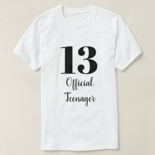Officiële tiener 13e verjaardag zwart-wit t-shirt