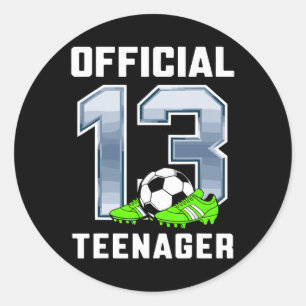 Officiële tiener 13e verjaardagsfeest voetbal them ronde sticker