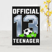 Officiële tiener 13e verjaardagsfeestje voetbal th kaart (Gele Bloem)