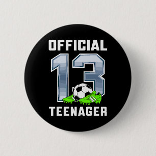 Officiële tiener 13e verjaardagsfeestje voetbal th ronde button 5,7 cm