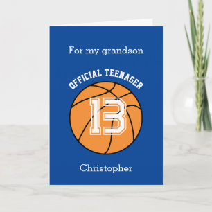 Officiële tiener basketbal 13e verjaardag kaart