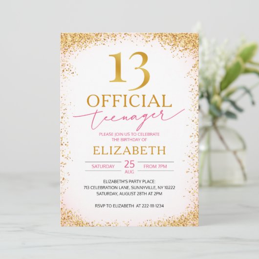 Officiële Tiener Meisje 13e Verjaardag Kaart (Staand voorkant)